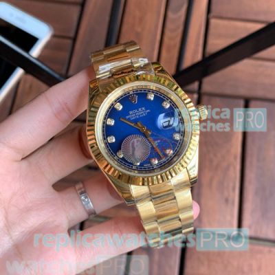 At Wholesale Rolex Datejust Blue Dial Yellow Gold Men's Watch 40mm